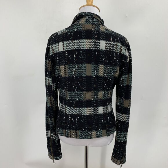 Free People Jacket Womens 6 Multi Plaid Splatter Knit Moto Asymmetric Zip Lined - Picture 7 of 13
